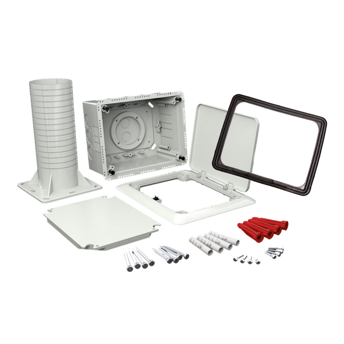 Коробка с тубусом и откидной крышкой для утепленного фасада KUZ-VOI_KB