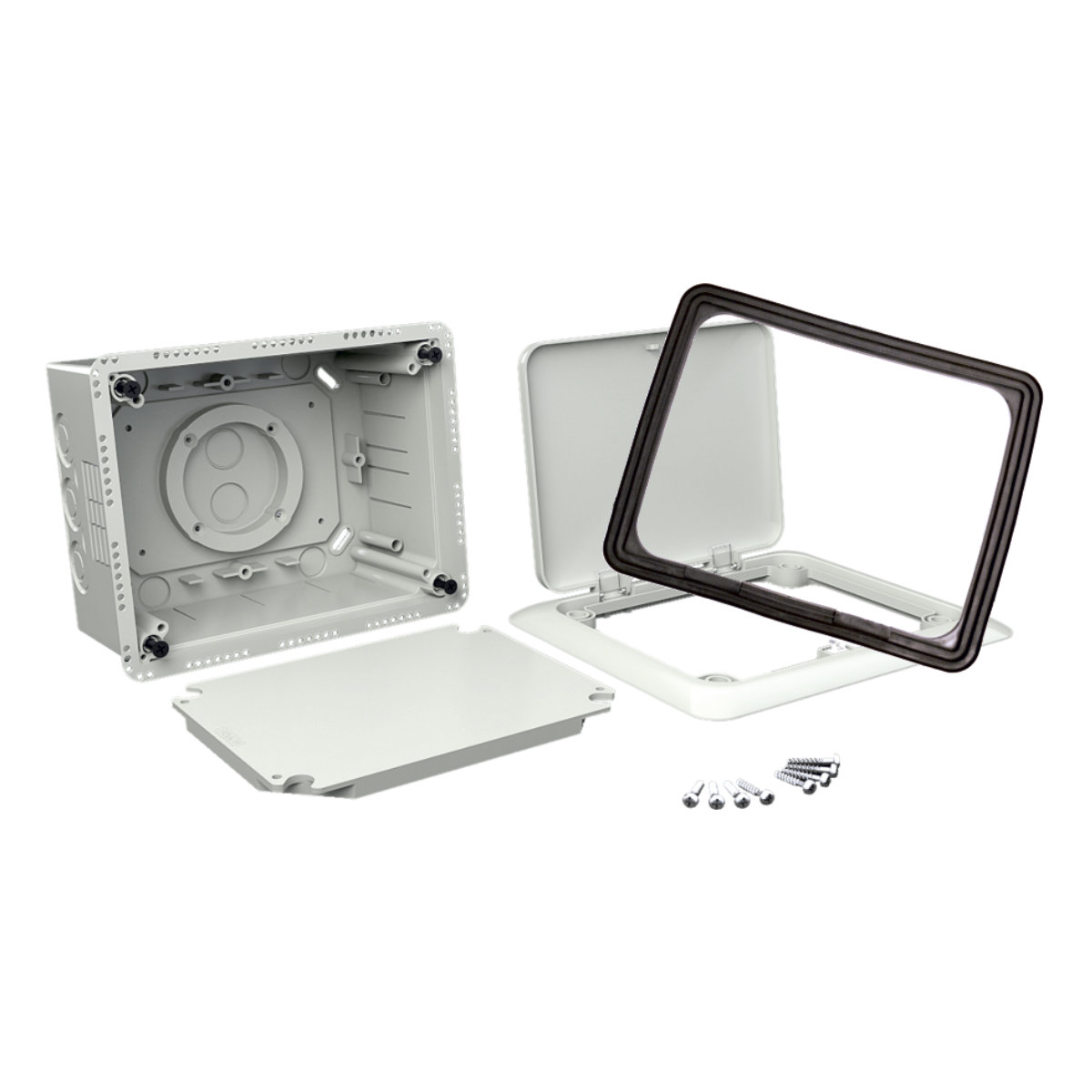 Коробка с тубусом и откидной крышкой для утепленного фасада KUZ-VO_KB